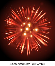 New Year Colorful Celebration Fireworks. Vector Illustration.
