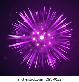New Year Colorful Celebration Fireworks. Vector Illustration.