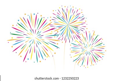 new year colorful fireworks decoration isolated on white background vector illustration EPS10