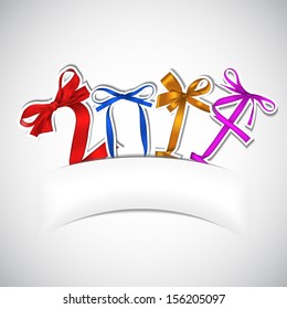 New year colorful ribbons greeting card