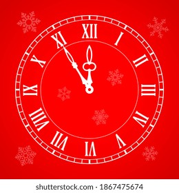 New Year is coming, Christmas clock vector illustration. Cristmas concept, chrismas symbol