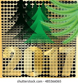 New Year composition - 2017. Christmas festive vector drawing. Vector Illustration