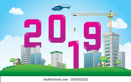 new year composition graphic typography illustration vector design poster 2019