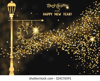 New year composition with street watch