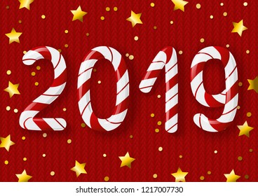 New Year concept - 2019 candy numbers 