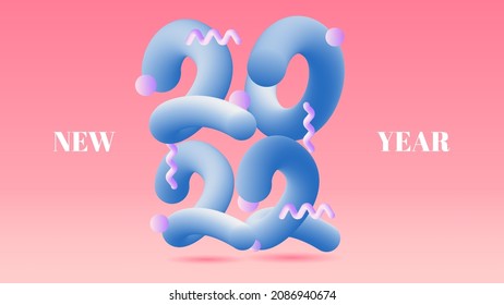 new year concept with 2022 3d lettering. Typographic holiday design template for calendar, website, banner sale, flyer. vector illustration