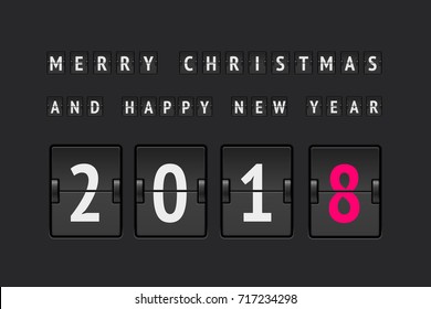 New year concept, analog counter 2018 for greeting card and web sites