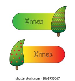 New year concept illustration. Gradient Christmas tree elements. Web design button. 