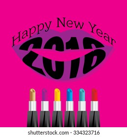 new year concept with lip vector 