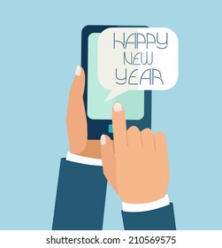 New Year Concept for mobile app.  Flat design vector illustration. 