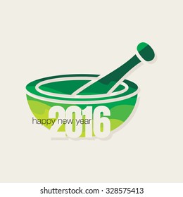 new year concept with mortar and pestle vector 