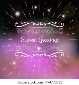 New Year concept. Season greetings congratulation card. Christmas wreath frame. Vintage style. Decorative snowflake border symbol. Design idea festive party banner background. Vector illustration