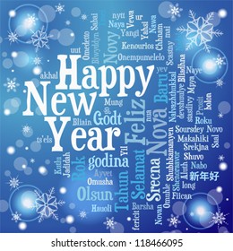 New Year Concept from Tag Cloud on Bright Background, vector illustration