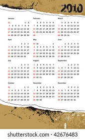 New year concept with vectorial postcard calendar for 2010, vector illustration