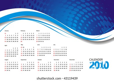 New year concept with vectorial postcard calendar for 2010, vector illustration