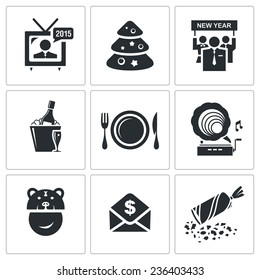 New year corporate vector icons set