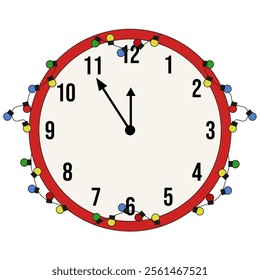 New year countdown alarm clock isolated white background. New year counting down clock template design. Vector illustration can used greeting banner poster card cover design social media poster