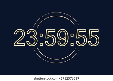 New Year Countdown Clock with Golden Neon Numbers and Sparkling Stars