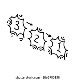 New Year Countdown Hand Drawn Icon Set Vector.