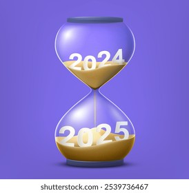 New Year Countdown Hourglass. Festive decorative element for
 congratulations with New Year and Christmas 2025.