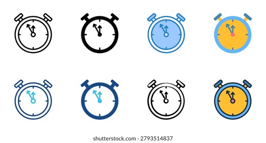 New Year countdown icons set multiple style collection. Editable stroke 
