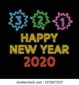 new year countdown neon signboard vector design