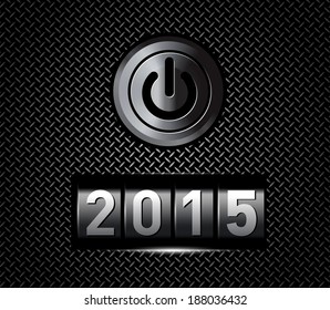 New Year counter 2015 with power button. Vector illustration