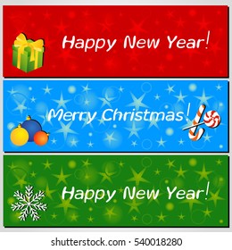 New Year coupons with the wishes of Merry Christmas