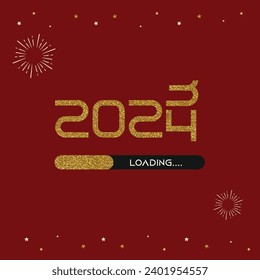 New Year Creative Greeting card. 2024 Loading, Social Media Post Design vector 