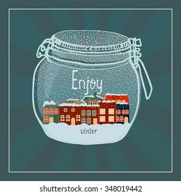 New year crystal ball with a small town