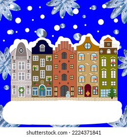 New year cute on blue backgroud. vector illustration.