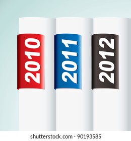 New year date collection with paper tab for 2012