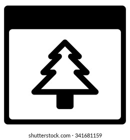 New Year Date vector icon. Style is flat symbol, black color, rounded angles, white background.