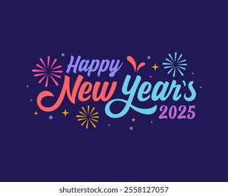 New year day background with star pattern and typography of happy new years 2025 text . Vector illustration. Wallpaper, flyers, invitation, posters, brochure, banners.