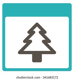 New Year Day vector icon. Style is bicolor flat symbol, grey and cyan colors, rounded angles, white background.
