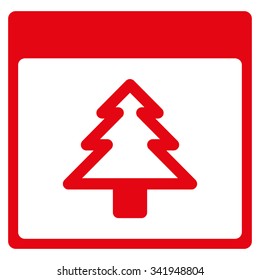 New Year Day vector icon. Style is flat symbol, red color, rounded angles, white background.