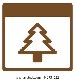 New Year Day vector icon. Style is flat symbol, brown color, rounded angles, white background.