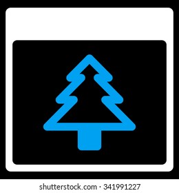 New Year Day vector icon. Style is bicolor flat symbol, blue and white colors, rounded angles, black background.