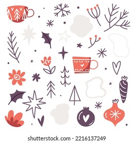 New year decor details. Abstract background in scandinavian style. Christmas clipart