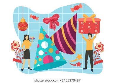 Neues Jahr Dekoration flache Design-Illustration