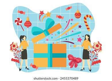 New Year Decoration Flat Design Illustration