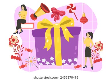 New Year Decoration Flat Design Illustration