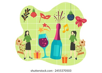Neues Jahr Dekoration flache Design-Illustration