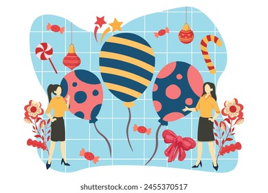 Decoración de año Nuevo Diseño plano Ilustración