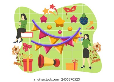 Decoración de año Nuevo Diseño plano Ilustración