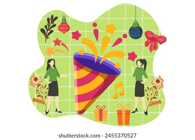 New Year Decoration Flat Design Illustration