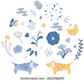 New Year decoration with a tiger motif. Vector illustration