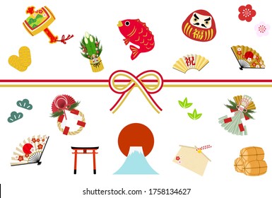 New Year decorations: assorted icons icon vector illustration
Japanese style design - Translation: Fortune, celebrate