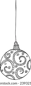 New Year decorations ball hand drawn illustration