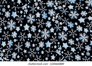 New Year decorative background with snowflakes and stars